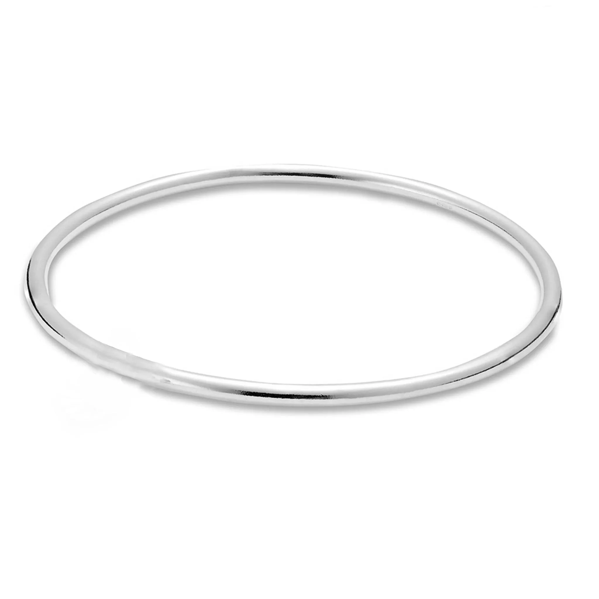 Recycled Solid Silver Bangle - 3mm Round Wire