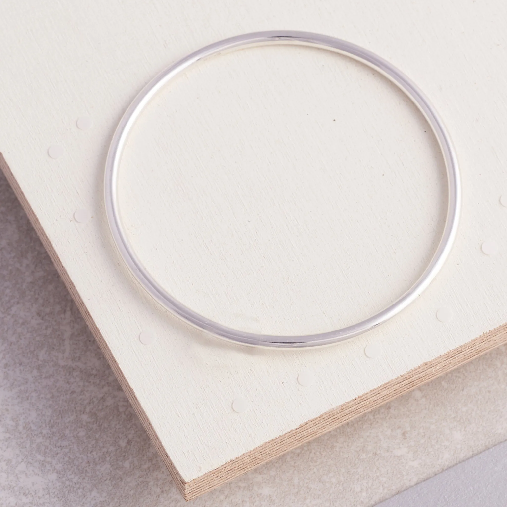 Recycled Solid Silver Bangle - 3mm Round Wire