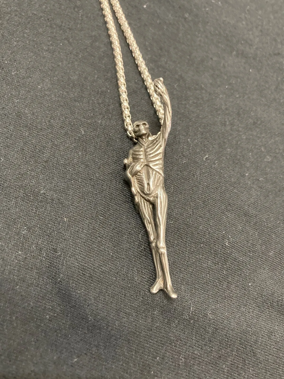 Silver Colored Necklace w/ Skinless Corpse Pendant