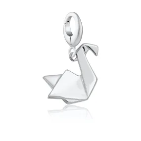 Silver Origami Swan Charm