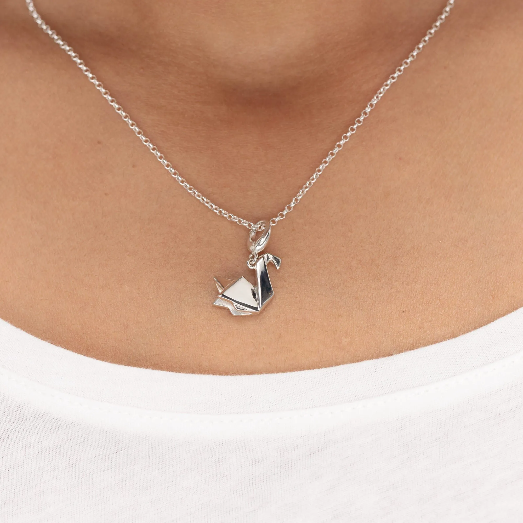 Silver Origami Swan Charm