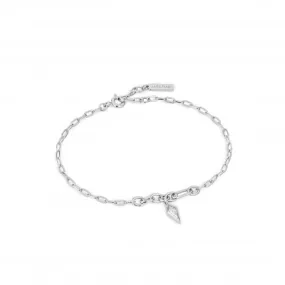 Silver Sparkle Drop Pendant Chunky Chain Bracelet B041-01H-W