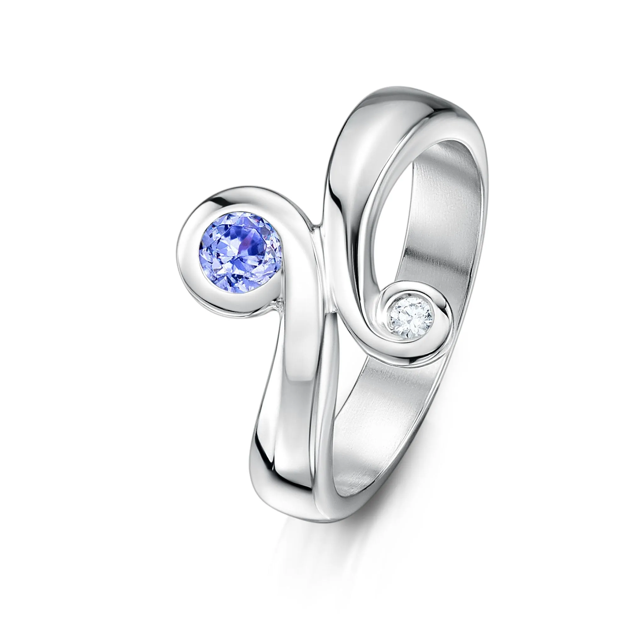 Silver Swirl Ring with Cubic Zirconia