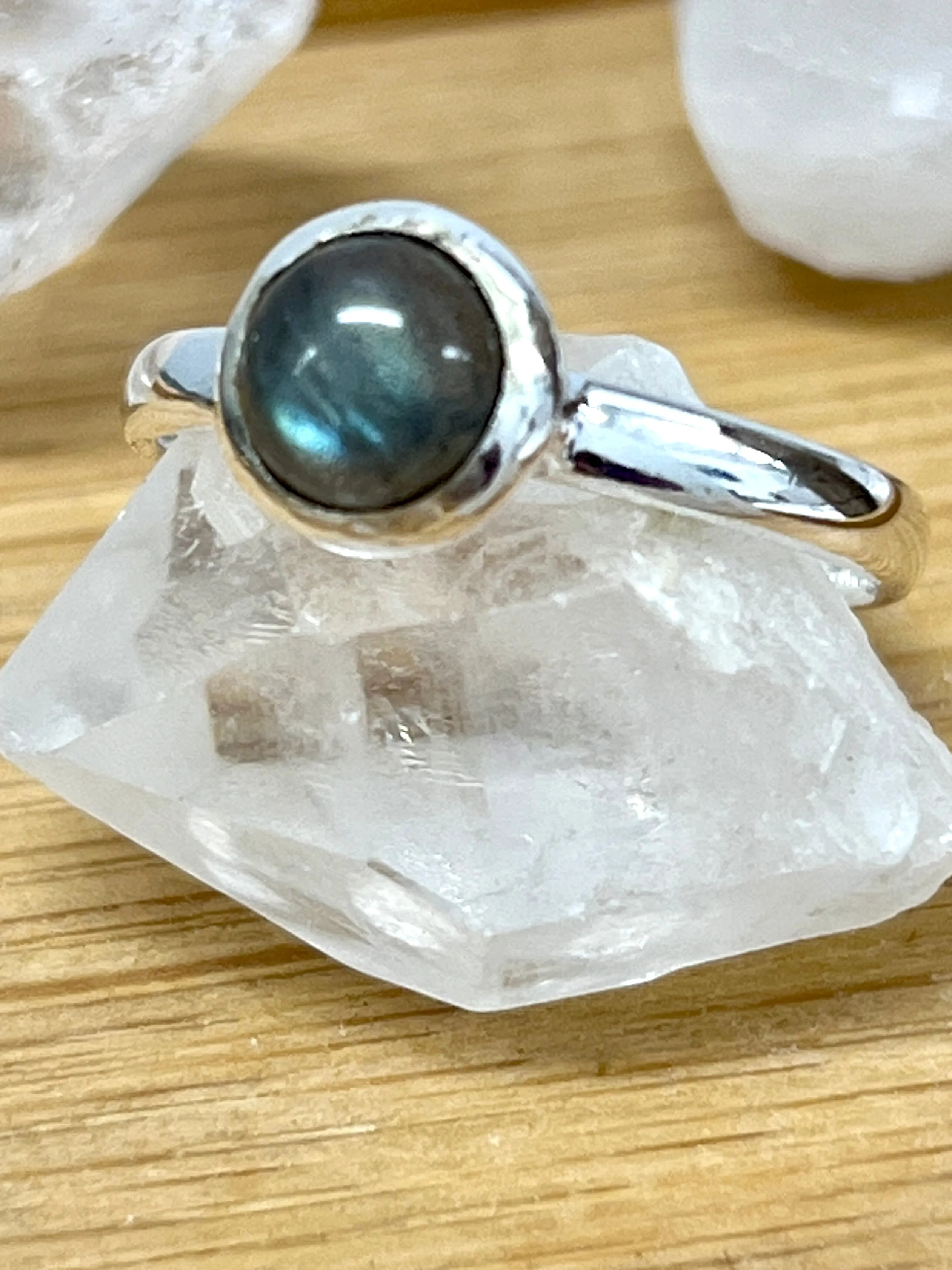 Simple Moonstone and Labradorite Stacking Ring