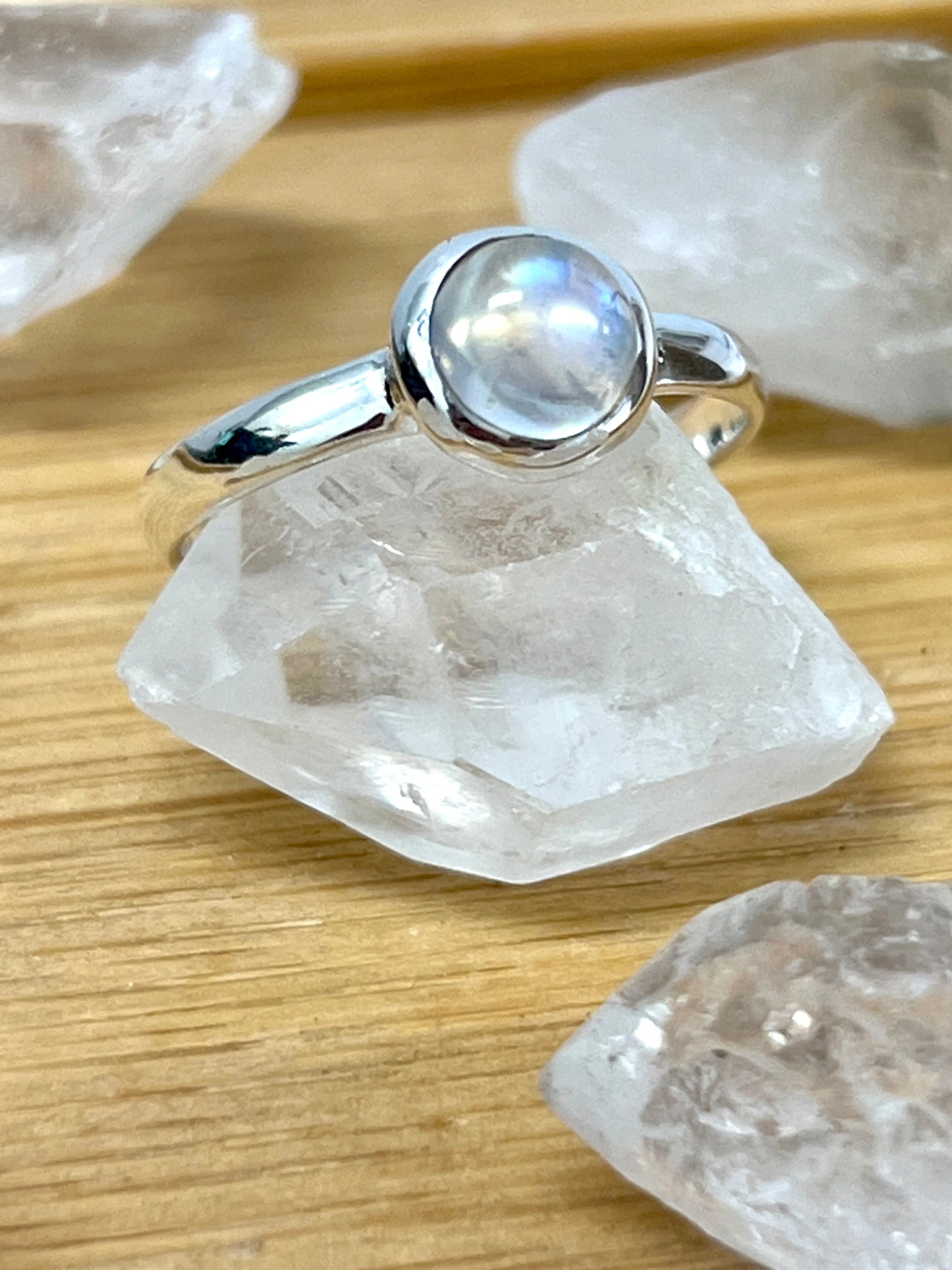 Simple Moonstone and Labradorite Stacking Ring