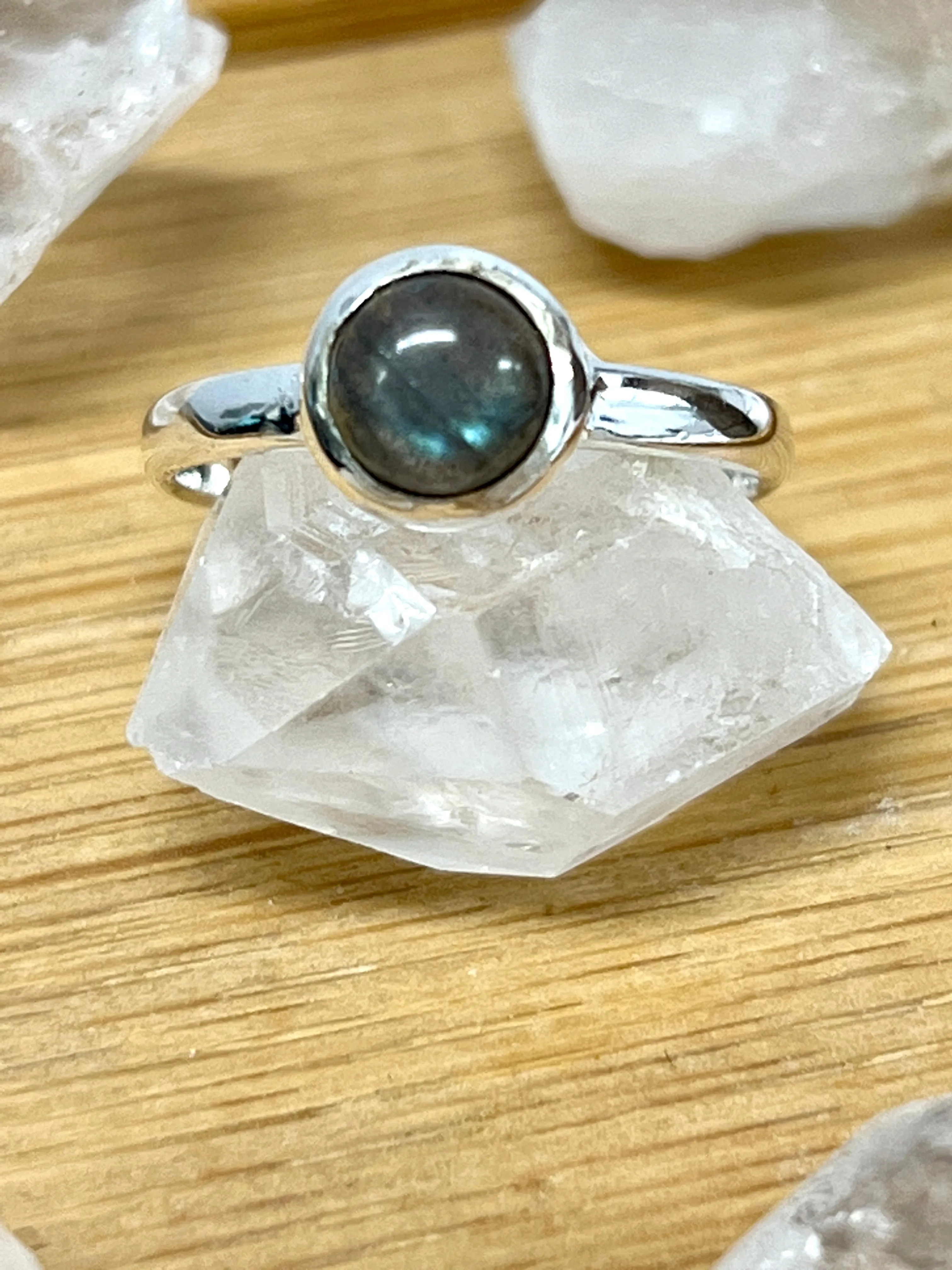 Simple Moonstone and Labradorite Stacking Ring