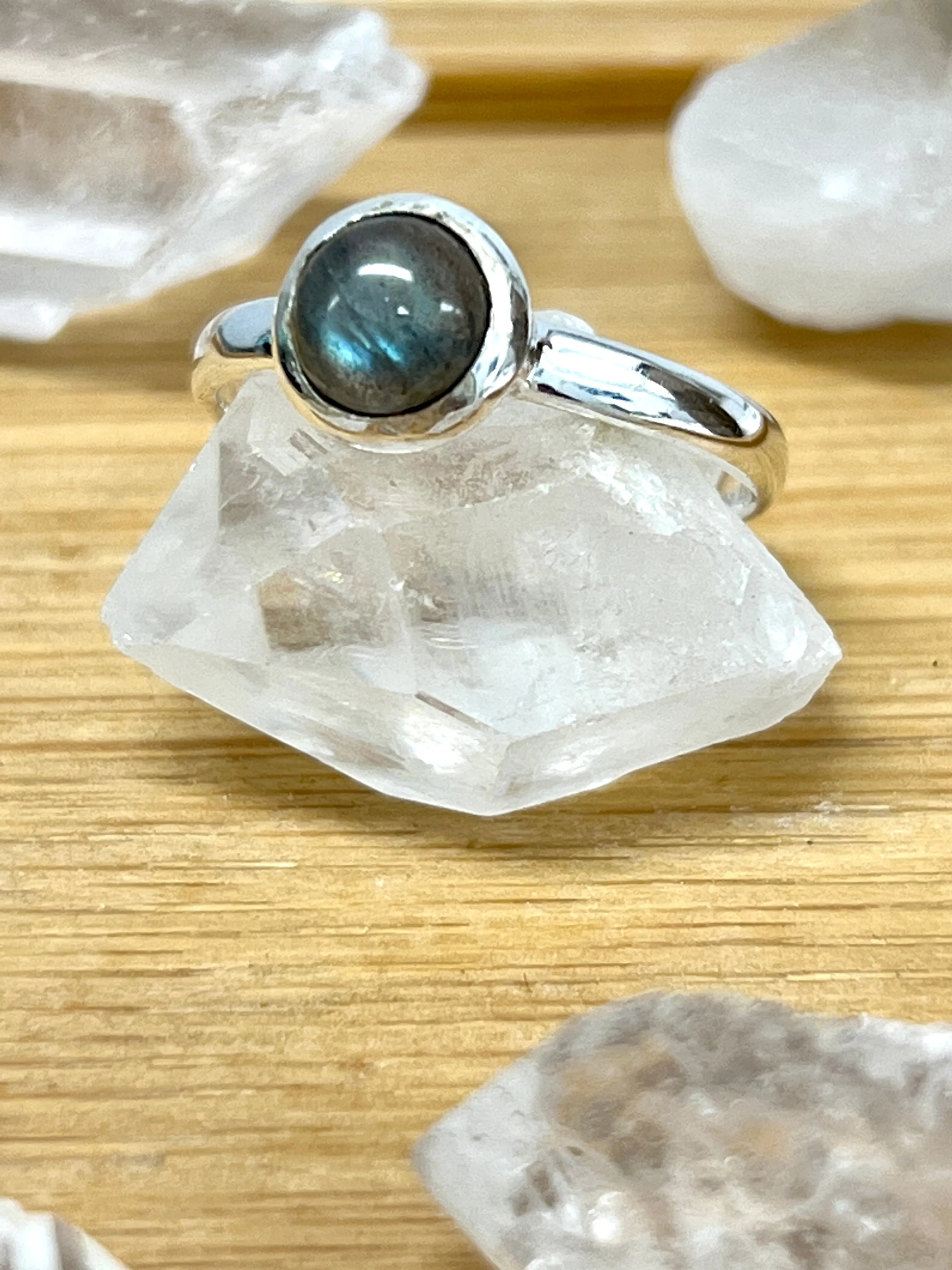 Simple Moonstone and Labradorite Stacking Ring