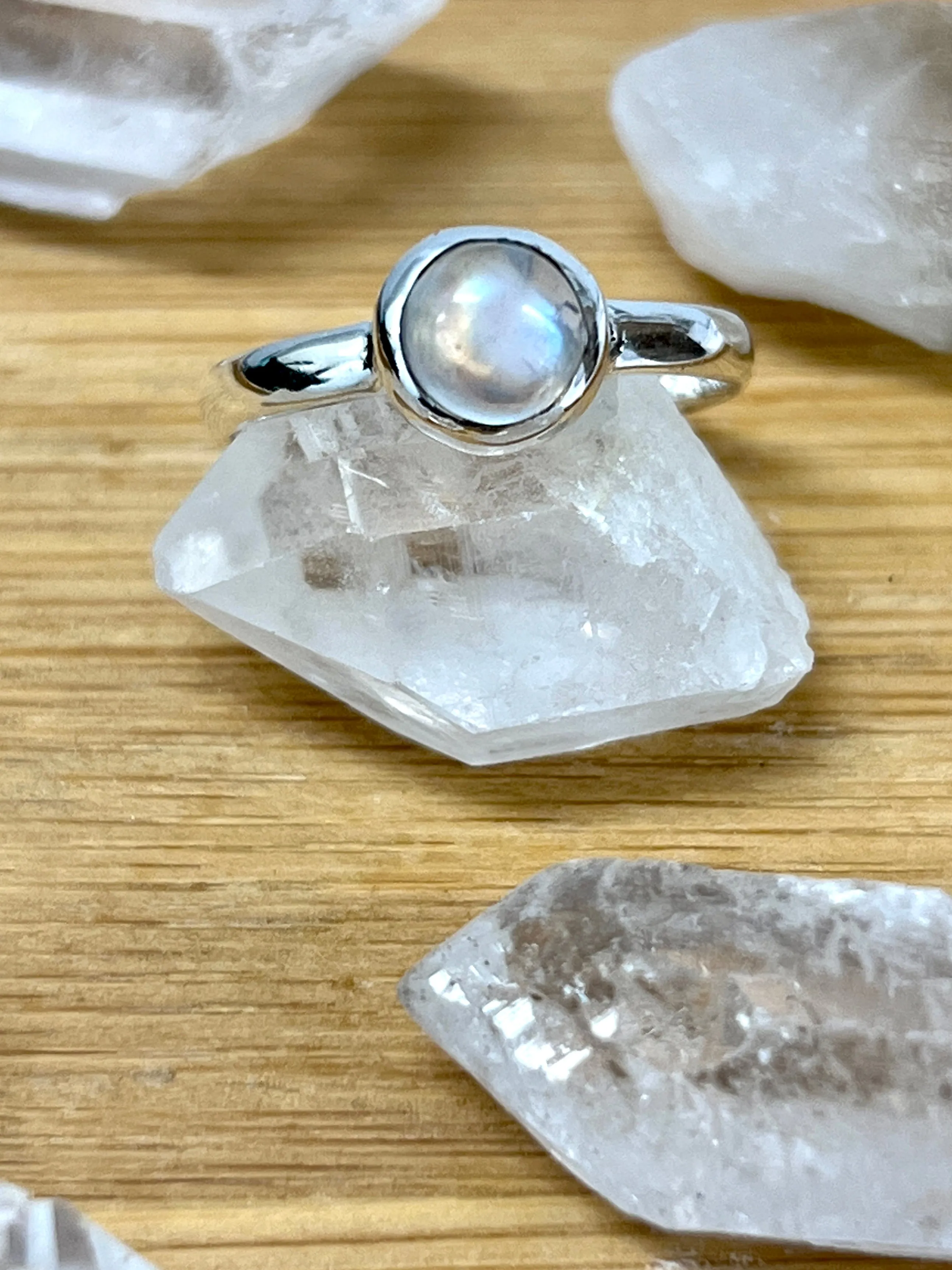 Simple Moonstone and Labradorite Stacking Ring