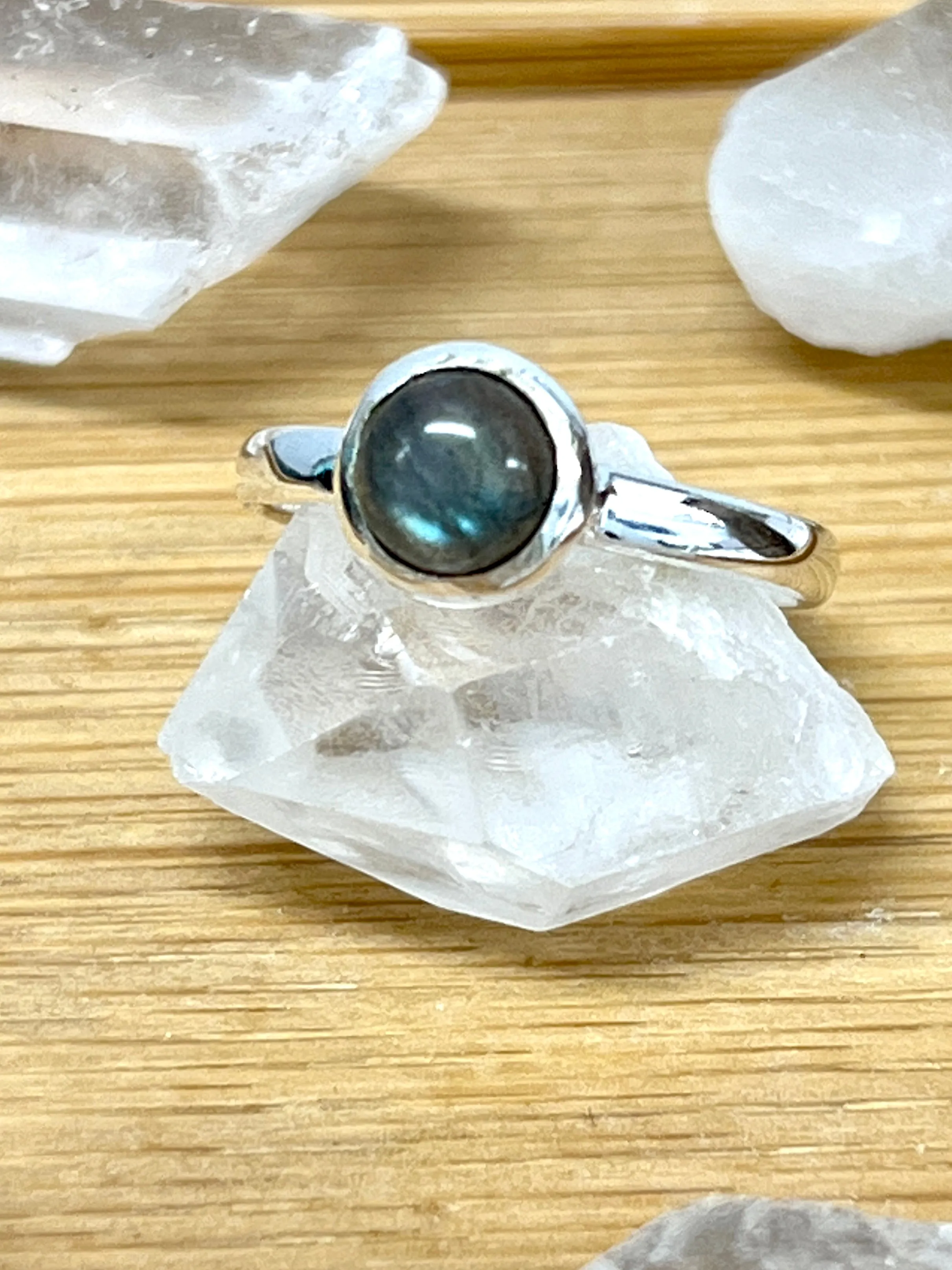 Simple Moonstone and Labradorite Stacking Ring