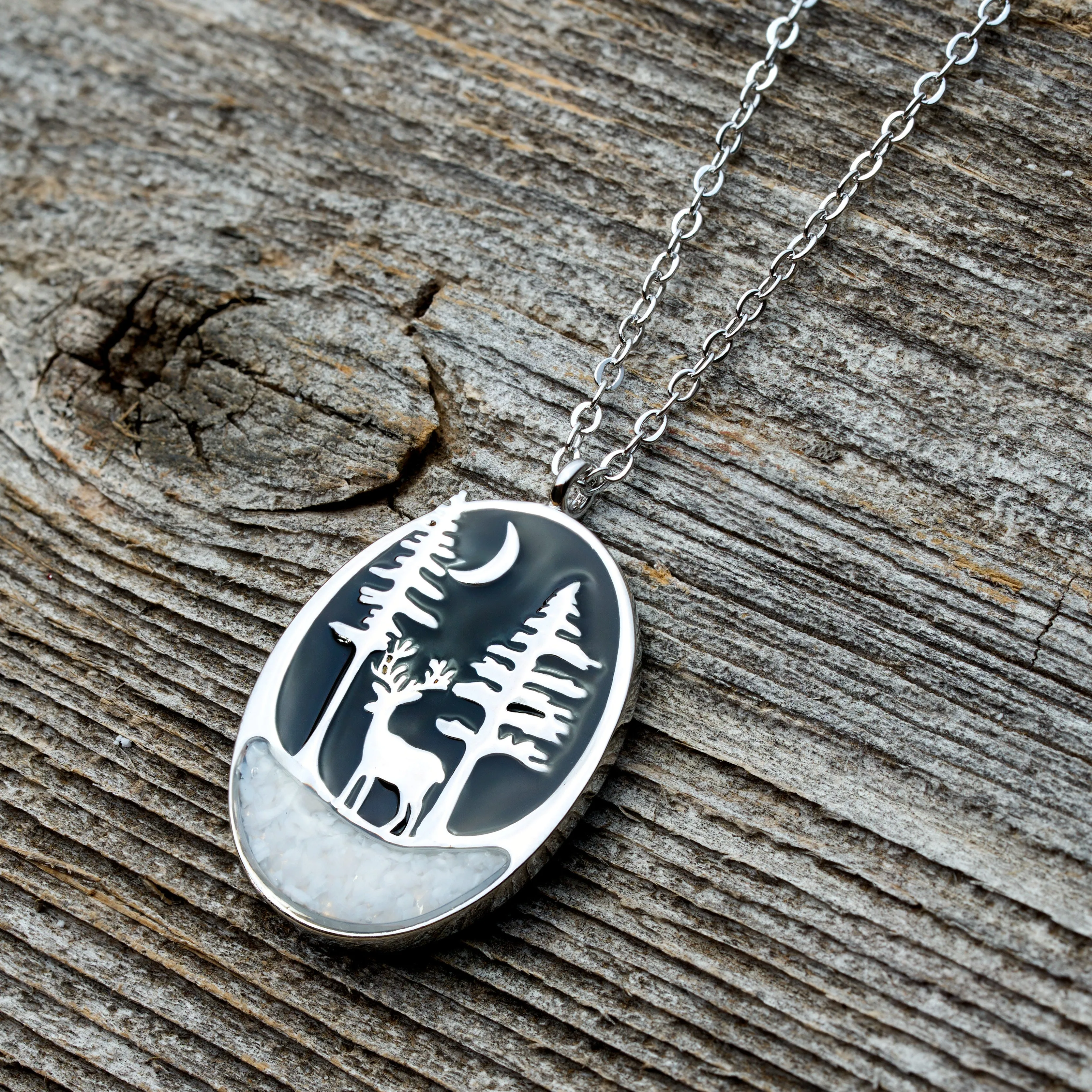 Snowy Forest Deer Necklace