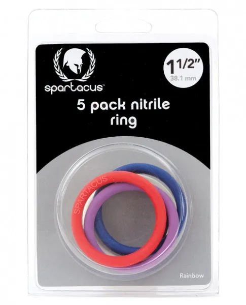 Spartacus 1.5" Nitrile Cock  Ring Set - Asst. Colors Pack of 5