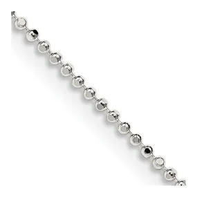 Sterling Silver 1.05mm Square Fancy Beaded Chain Necklace