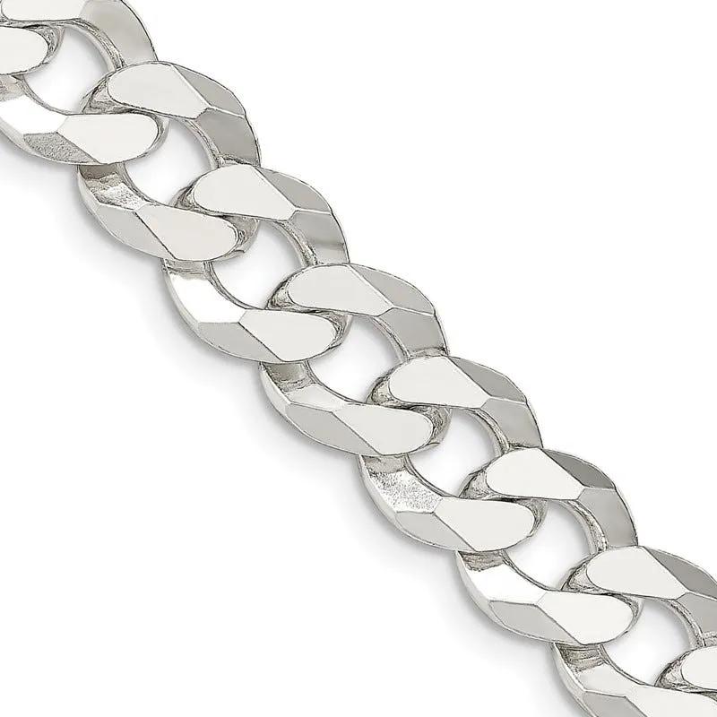 Sterling Silver 12.3mm Beveled Curb Chain Necklace