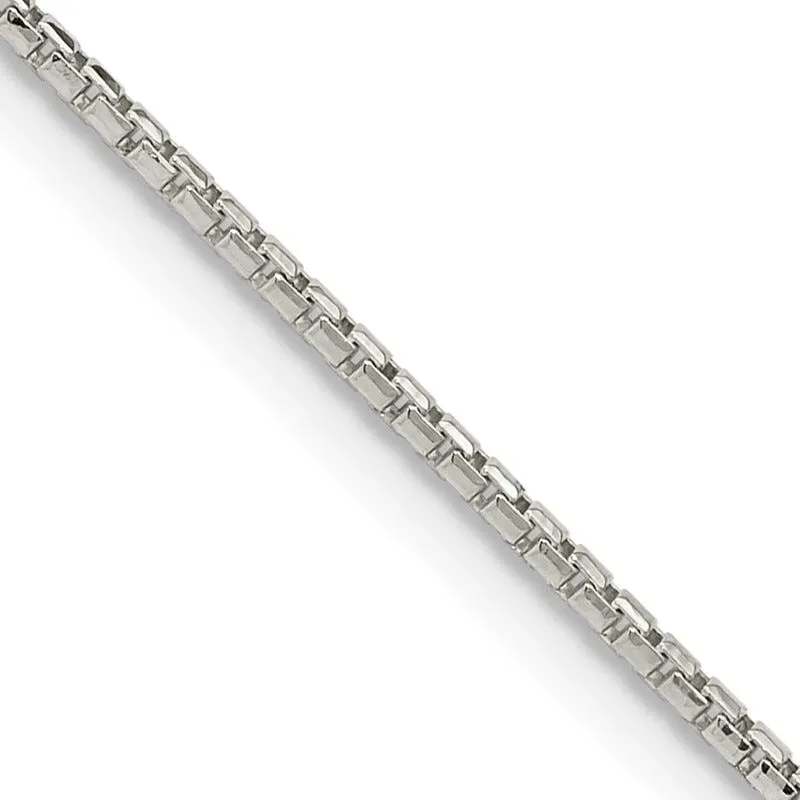 Sterling Silver 1.3mm Diamond-cut Round Box Chain Necklace w/4in ext.