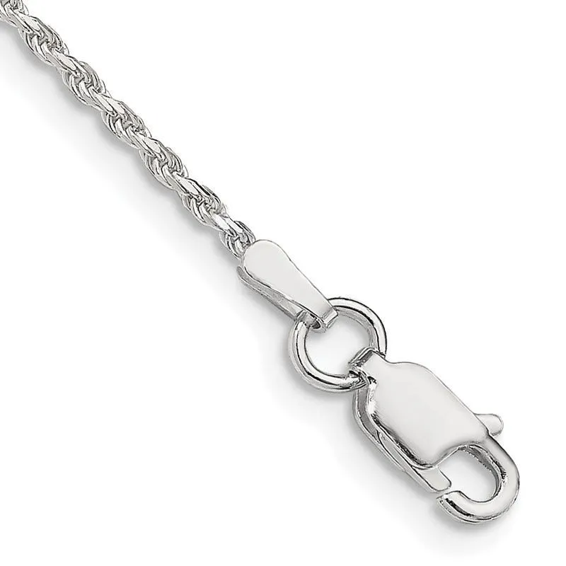 Sterling Silver 1.5mm Diamond-cut Rope Chain Bracelet