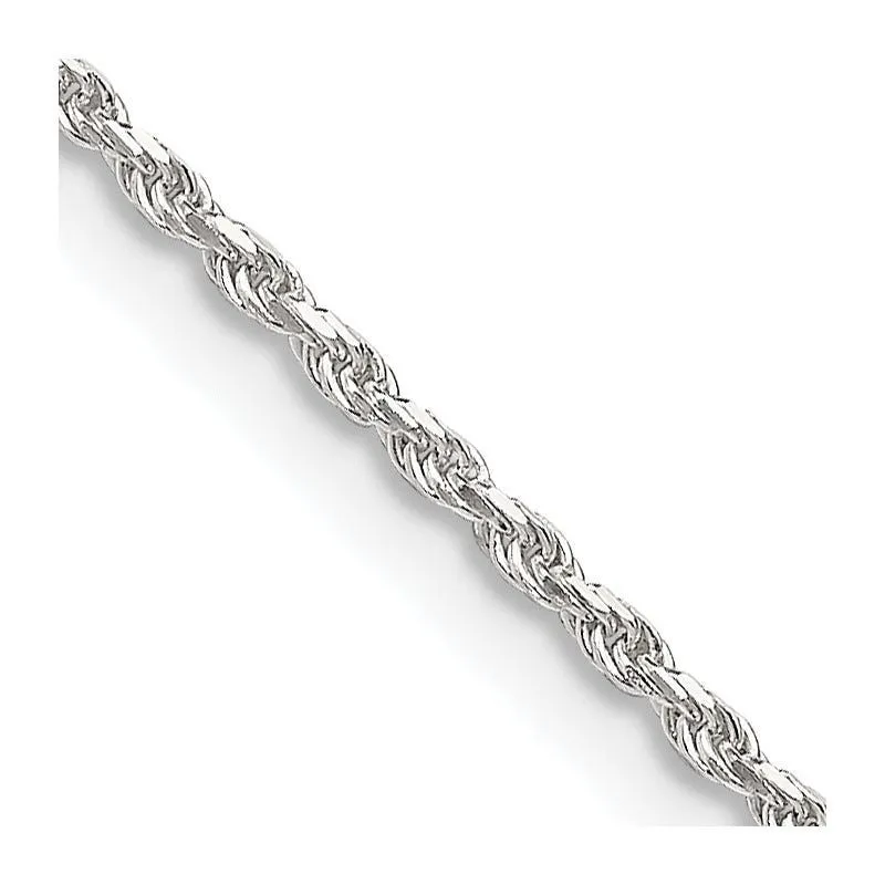 Sterling Silver 1.5mm Diamond-cut Rope Chain Necklace w/4in ext.