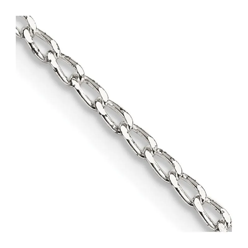 Sterling Silver 1.5mm Open Elongated Link Chain Necklace