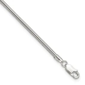 Sterling Silver 2.5mm Snake Chain 10in Plus 1in ext. Anklet