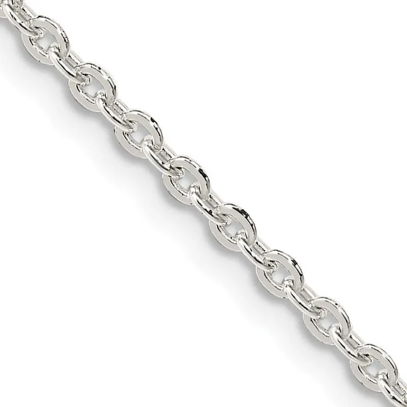 Sterling Silver 2mm Flat Link Cable Chain Necklace