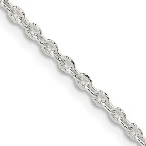 Sterling Silver 2mm Flat Link Cable Chain Necklace