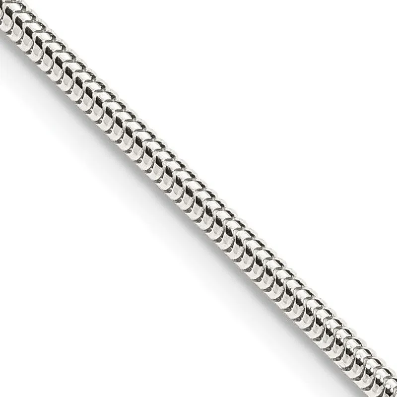 Sterling Silver 2mm Round Snake Chain Necklace