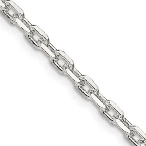 Sterling Silver 3.25mm Beveled Oval Cable Chain Necklace