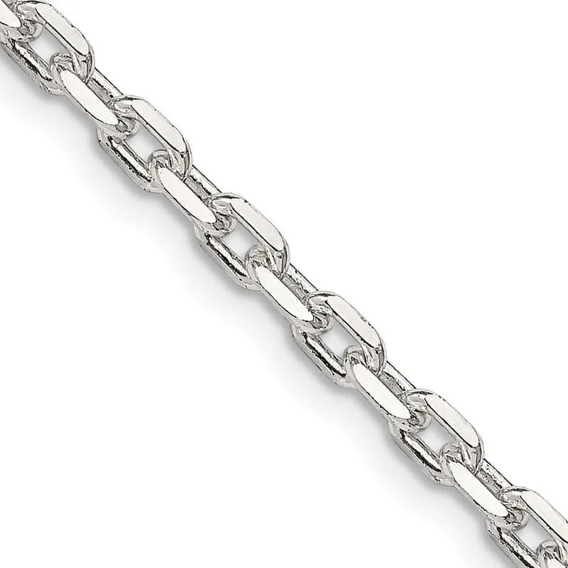 Sterling Silver 3.25mm Beveled Oval Cable Chain Necklace