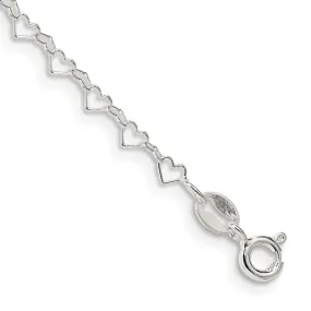 Sterling Silver 3.5mm Fancy Heart Link Chain Bracelet