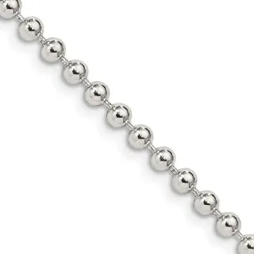 Sterling Silver 3mm Beaded Chain Necklace