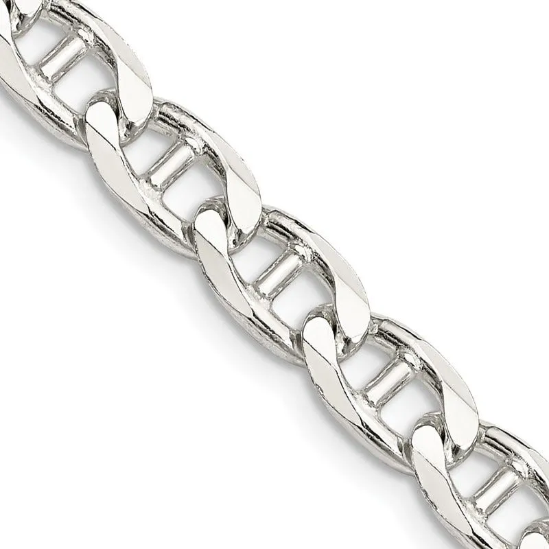 Sterling Silver 6.5mm Flat Cuban Anchor Chain Necklace