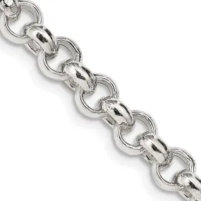 Sterling Silver 6.5mm Semi-solid Rolo Chain Necklace