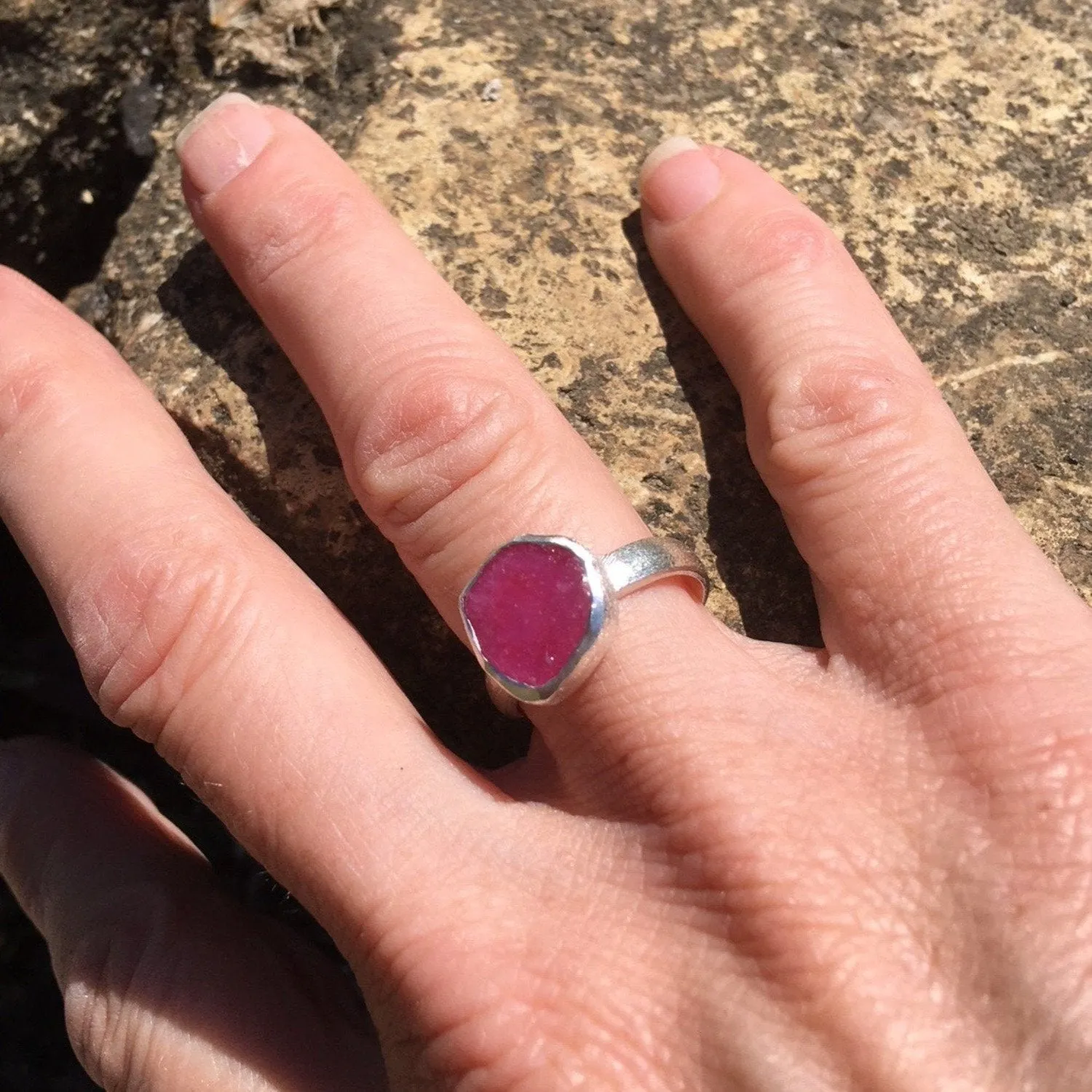 Sterling Silver and Rough Ruby Ring