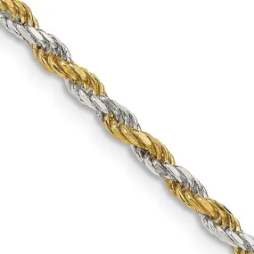 Sterling Silver And Vermeil 2.5mm Diamond-cut Rope Chain Necklace