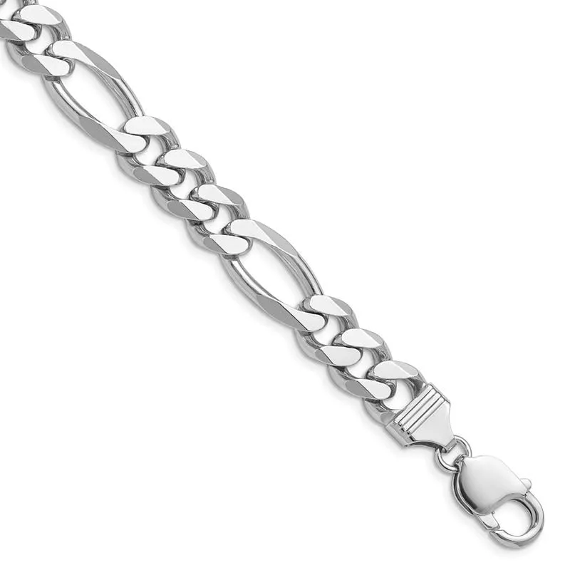 Sterling Silver Rhodium-plated 10.2mm Figaro Chain Necklace