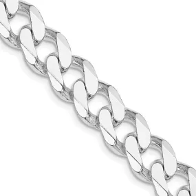 Sterling Silver Rhodium-plated 11mm Curb Chain Necklace