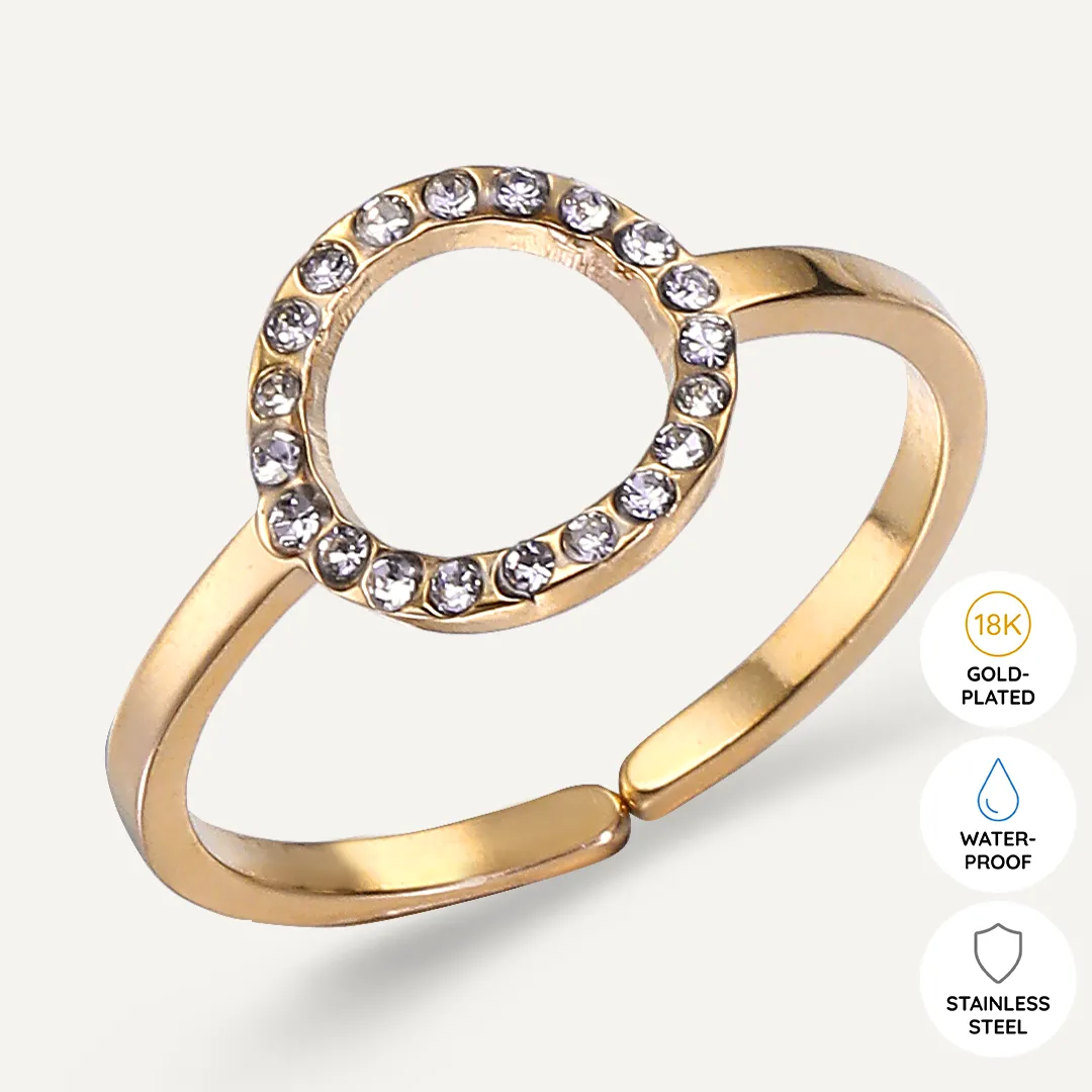 Vibes | Eclipse Sparkle Adjustable Ring | 18K Gold-Plated