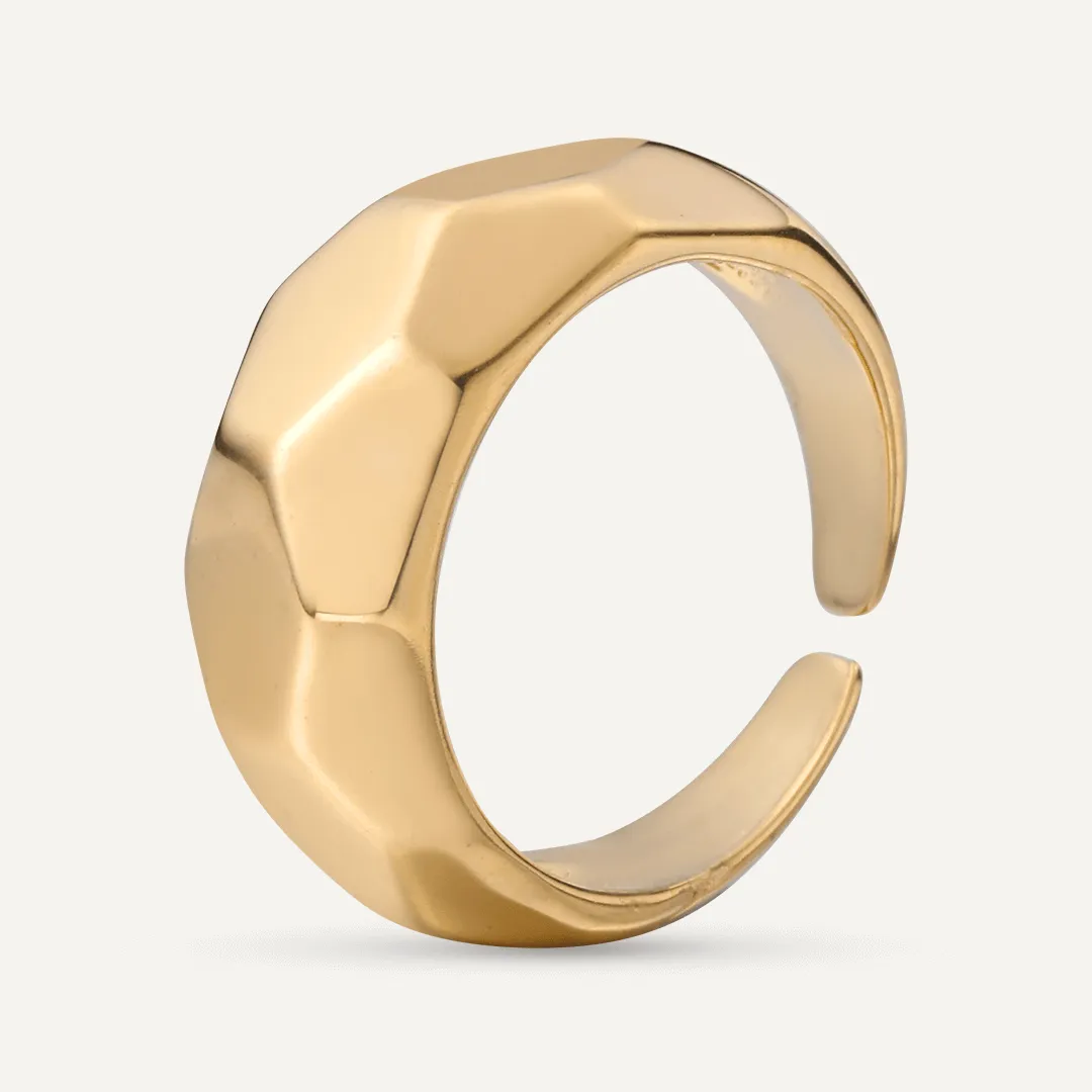 Vibes | Faceted Elegance Band Open Ring | 18K Gold-Plated