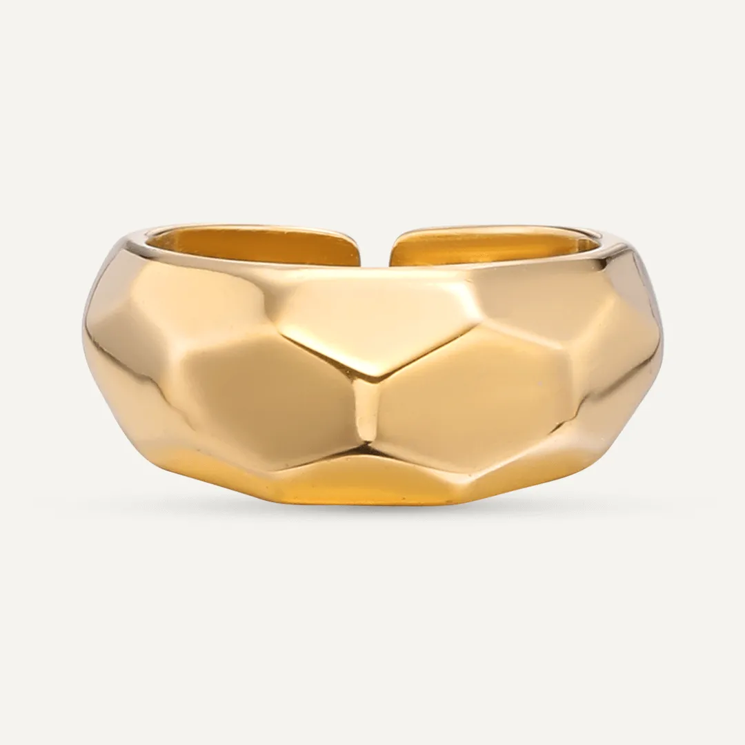 Vibes | Faceted Elegance Band Open Ring | 18K Gold-Plated