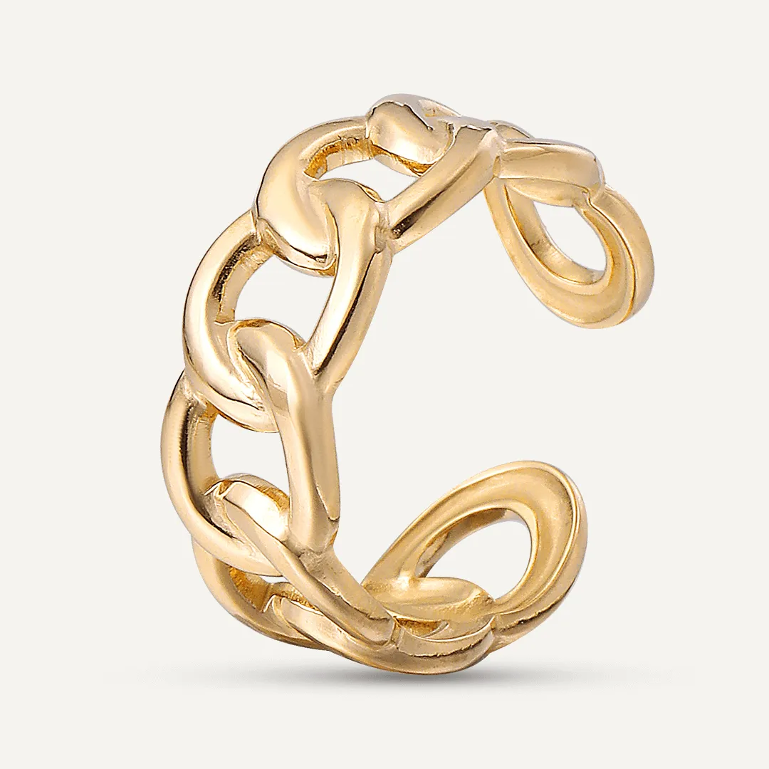 Vibes | Linked Strength Chain Open Ring | 18K Gold-Plated