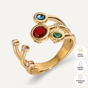 Vibes | Multicolor Orbit Open Ring | 18K Gold-Plated