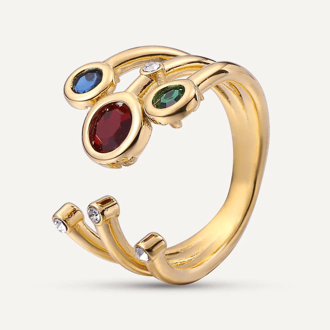 Vibes | Multicolor Orbit Open Ring | 18K Gold-Plated