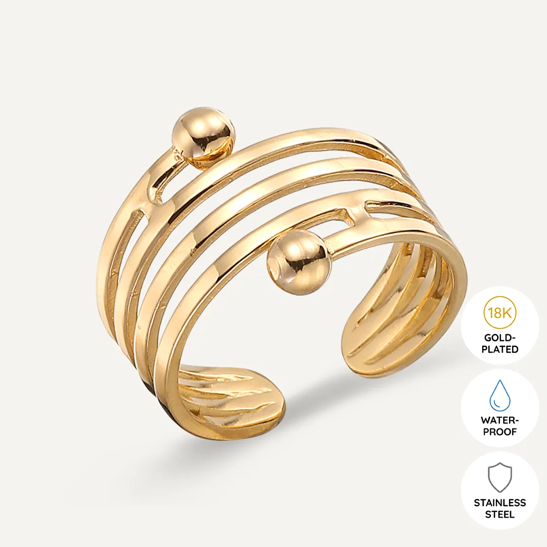 Vibes | Orbit Multi-Band Open Ring | 18K Gold-Plated