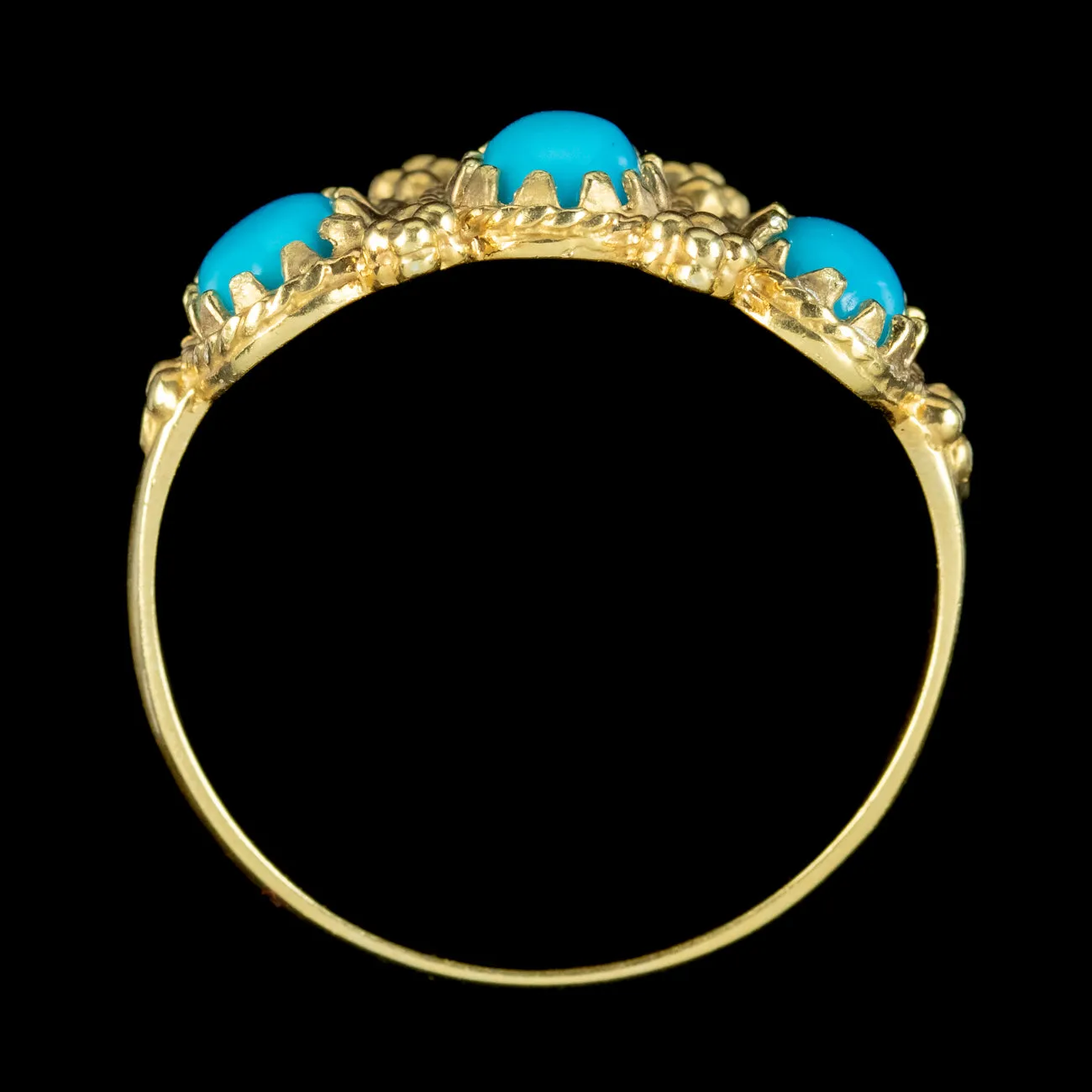 Victorian Style Turquoise Trilogy Ring