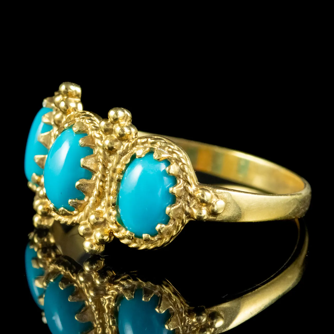 Victorian Style Turquoise Trilogy Ring