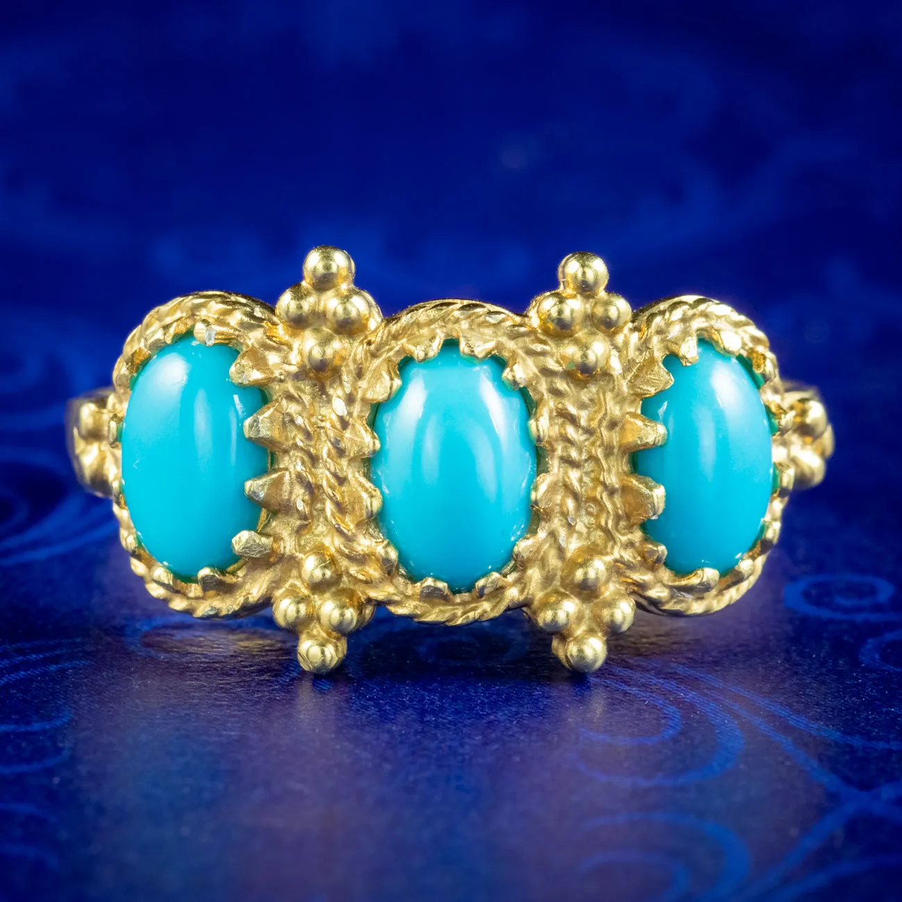 Victorian Style Turquoise Trilogy Ring