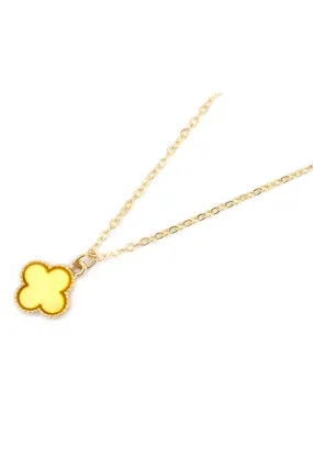 Viola Goldtone Trimmed Yellow Shell Quatrefoil Necklace