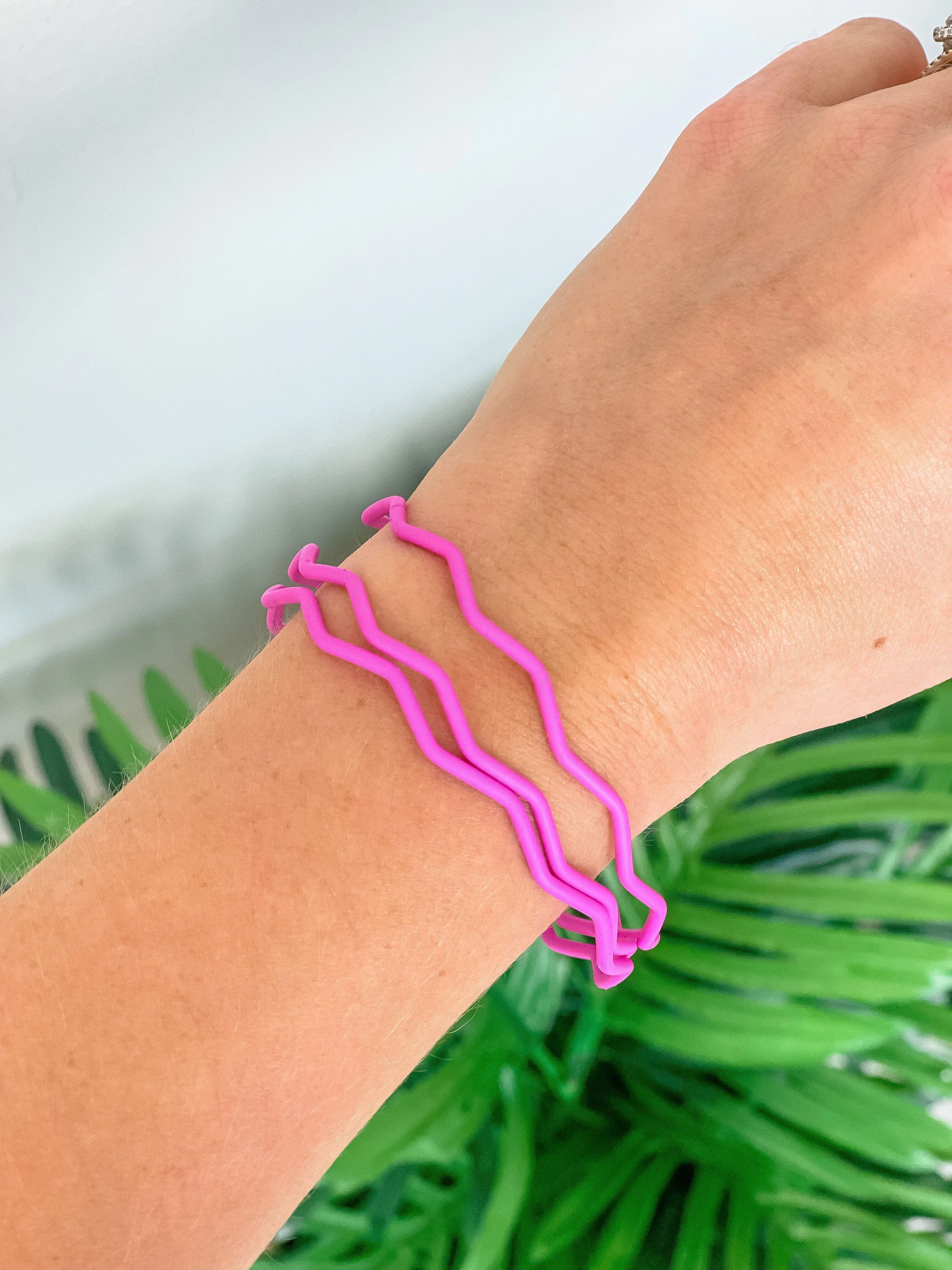 Wave Bangle Set of 3 - Pink