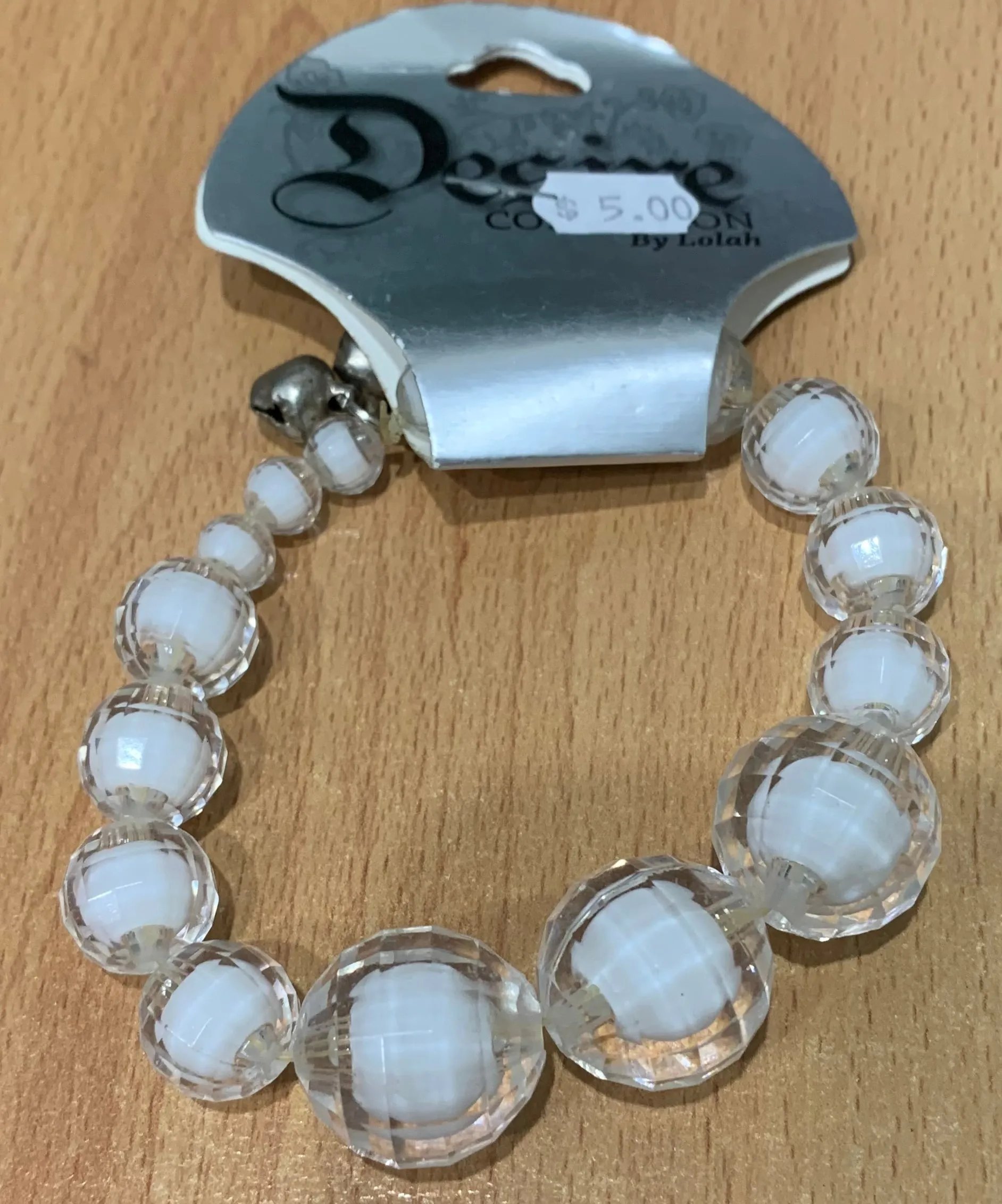 White Beads and Bells Bangle