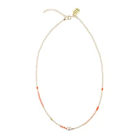 Zebra Pearl Necklace - PINK/SALMON/GOLD/ORANGE